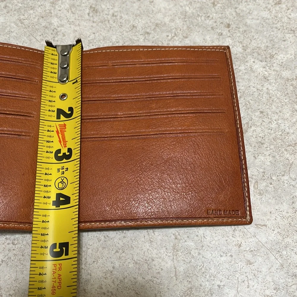 BNWOT VINTAGE AEROPOSTALE TAN & SADDLE BROWN LEATHER AIRPLANE BIFOLD WAL…